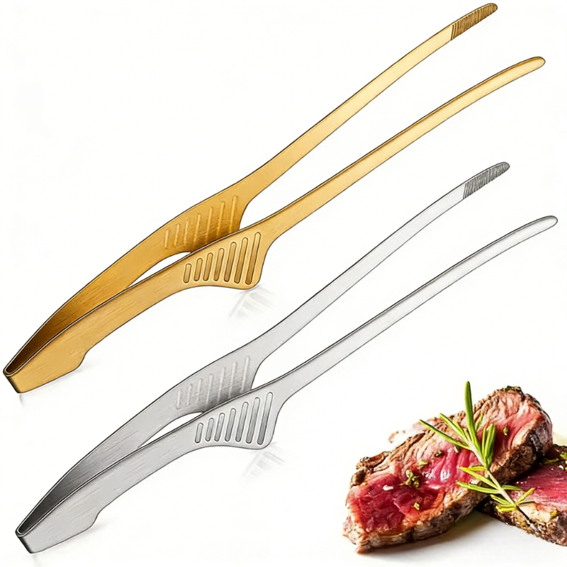 Camping Cooking Accessories Set - 1/2Pcs 24cm Stainless Steel Food Tongs