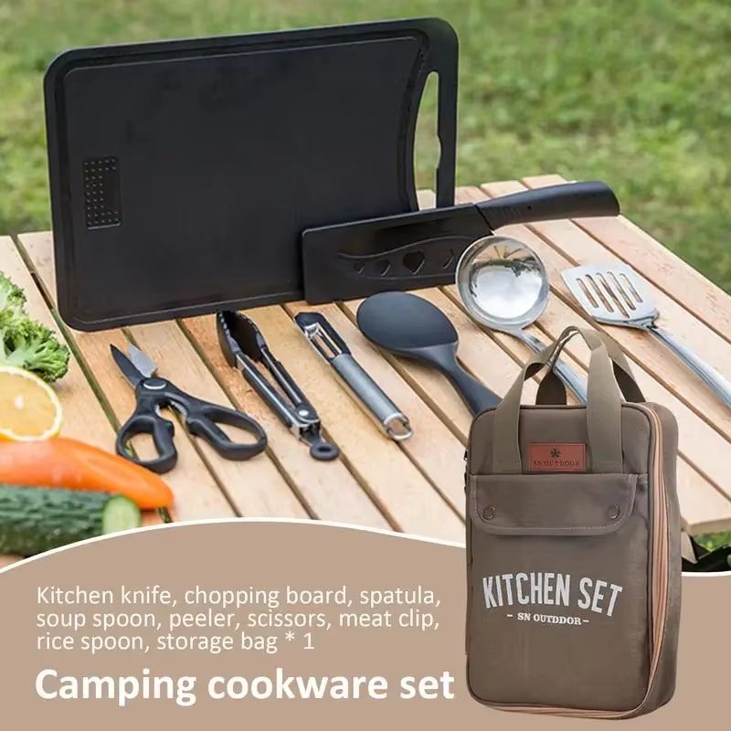 8pcs Camping Kitchen Cookware  - Camping Cooking Accessories Set review and price
