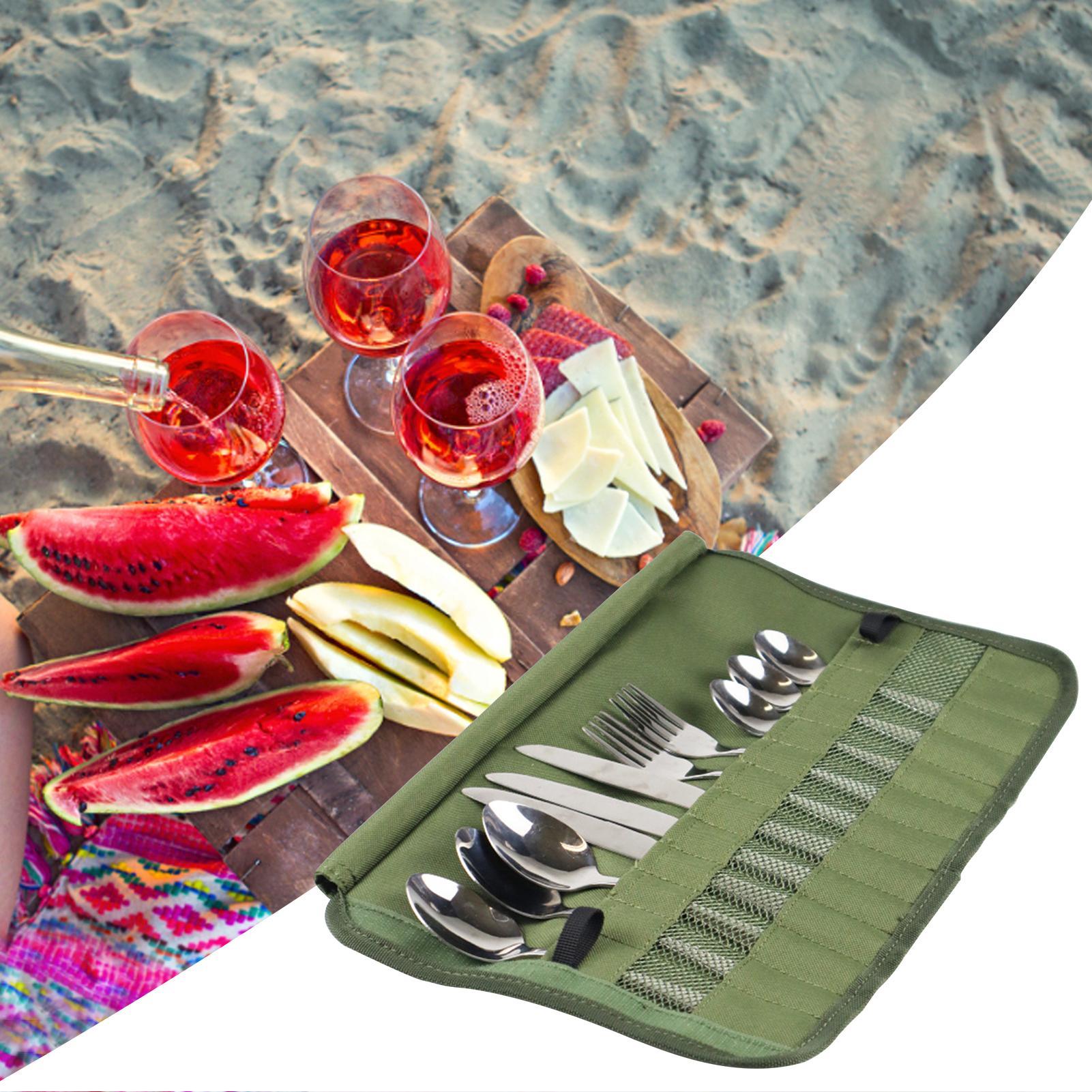 Camping Tableware Roll Bag Kit - Camping Cooking Utensil Holder review and price