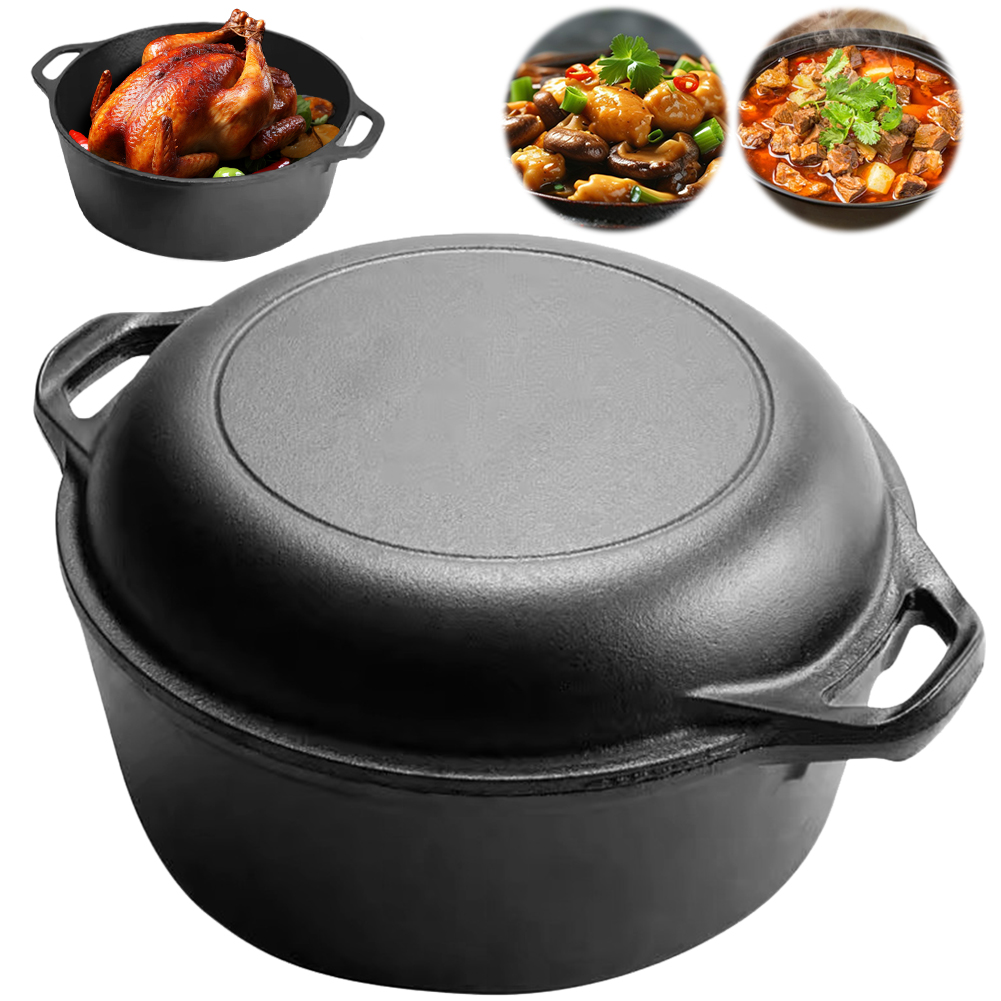 2 in 1 Cast Iron Dutch Oven Po - Camping Cooking Kitchen Set review and price