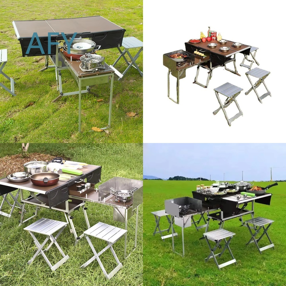 Portable Folding Food Trailer  - Camping Cooking Dining Set review and price