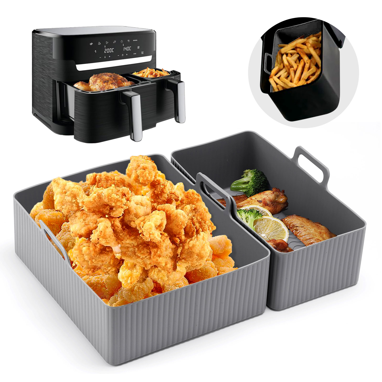 2pcs Set Silicone Air Fryer Ma - Camping Cooking Mat review and price