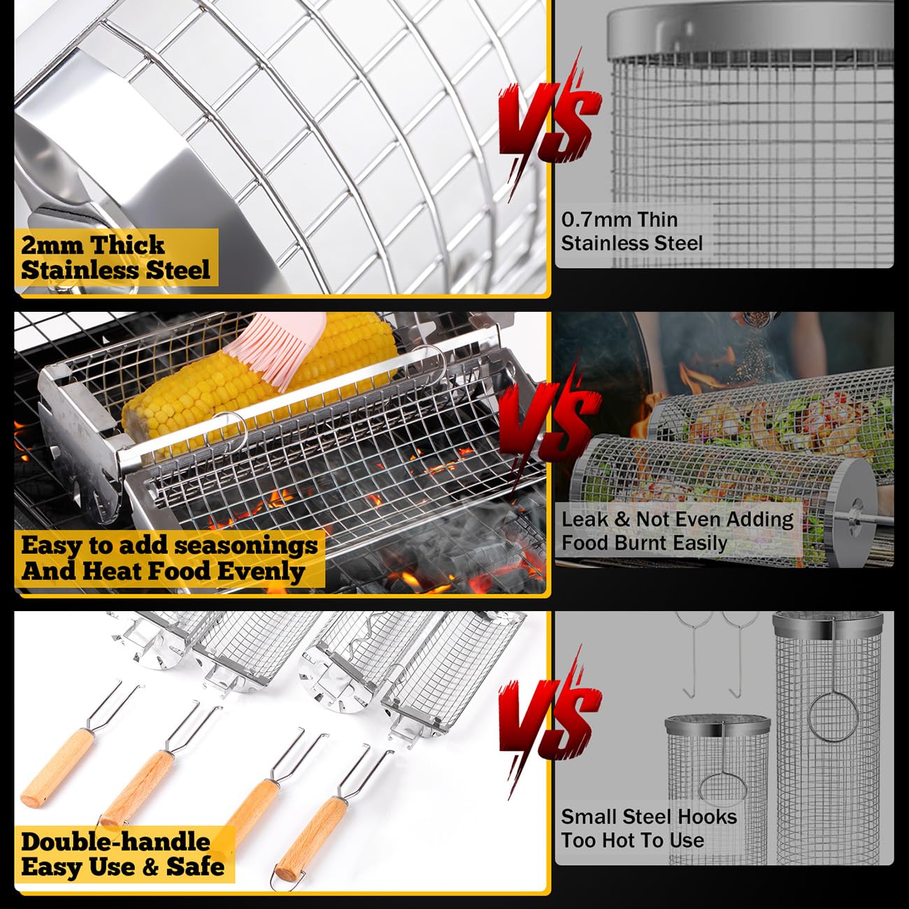 BUYYES Rolling Grill Basket BB - Camping Cooking Youtube review and price